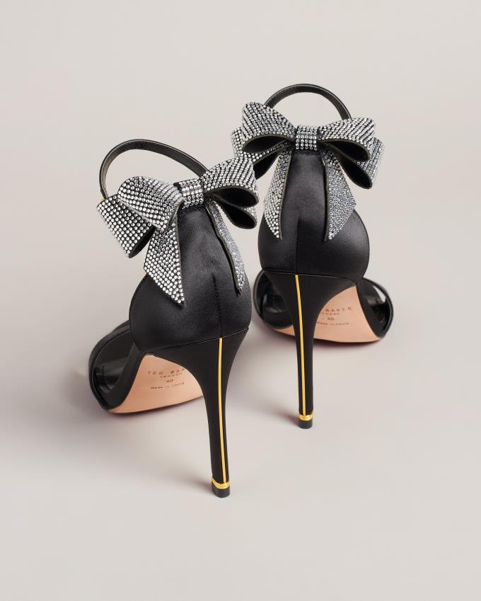 Sandale Ted Baker Satin Crystal Bow Back Noir Femme | TJV-27658948